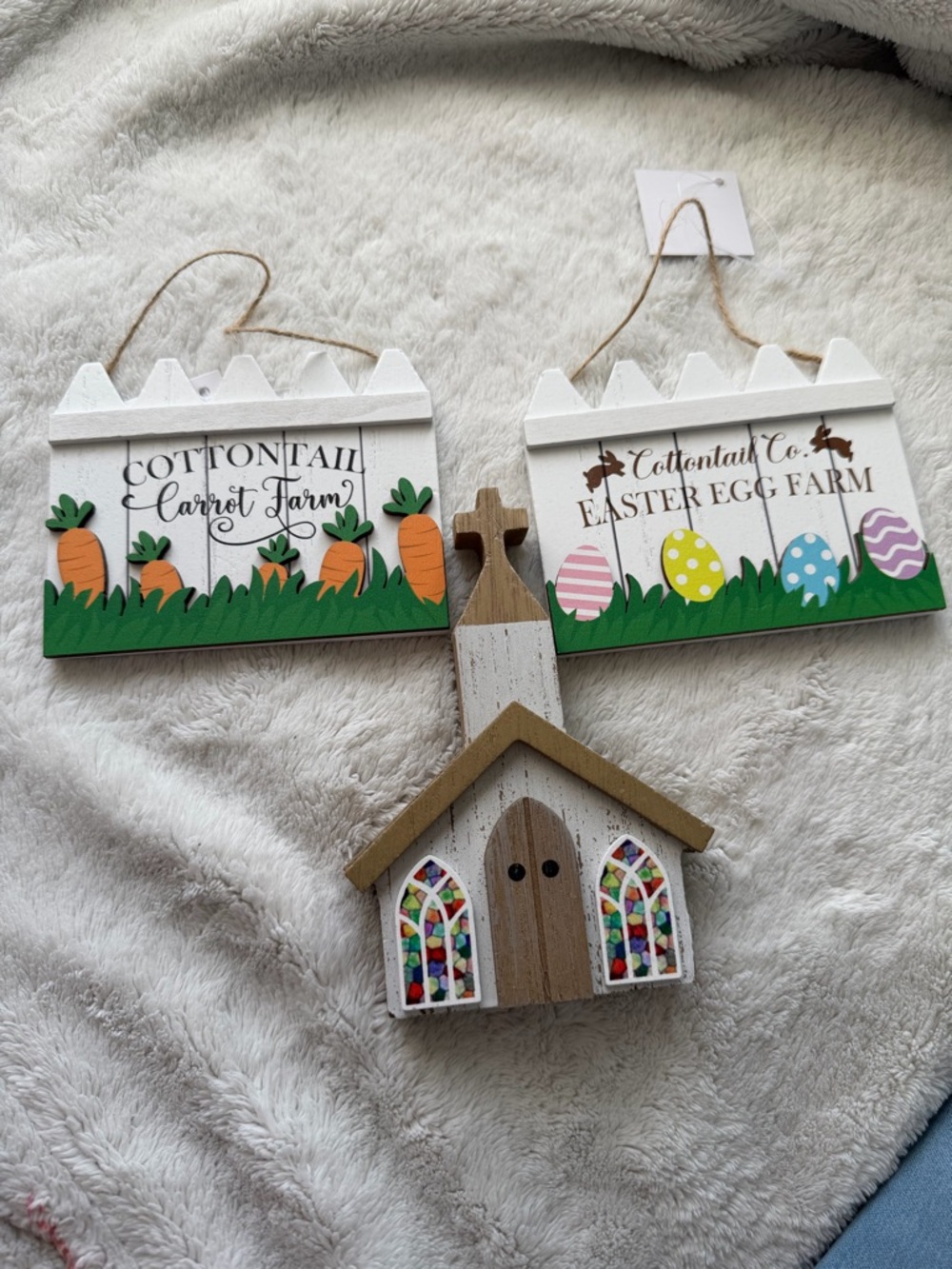 🎀 5 for $25 🎀 3 piece set two little fence signs and a church Easter decor